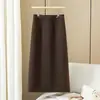 Elegante falda de lana con lunares negros para mujer, nuevo modelo otoño e invierno 2026, de cintura alta, adelgazante, con abertura, de longitud media, falda ajustada