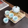 Juego de Té de Viaje Artefacto para Hacer Té Perezoso Taza Rápida para Invitados Preparación Fácil y Libre Juego de Té Kung Fu Portátil Juego de Tazas de Té Tetera para el Hogar