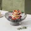Plato de Frutas, Mesa de Centro para Sala de Estar, Plato de Dulces de Aspecto Elegante, Plato Alto de Frutas con Forma de Flor, Plato para Exhibir Snacks, Estilo Nórdico