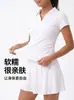 Top deportivo de manga corta con cuello polo transfronterizo para mujer, ropa de verano para tenis, yoga, corte ajustado, hombro normal, para correr, Pilates y fitness