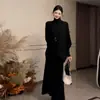 Nuevo Conjunto de Alta Gama Otoño/Invierno 2026: Conjunto de Dos Piezas para Mujer: Suéter de Cuello Alto Estilo Murciélago con Falda Midi de Punto