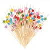 100 Palitos de Frutas Descartáveis de Bambu, Garfos de Frutas, Palitos de Coquetel, Produtos Fofos de Bambu, Palitos Florais Criativos, Cordões de Contas Atacado