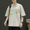 Camiseta de Verano Talla Grande para Hombre, Manga Corta, Nueva Moda Deportiva, Estampado Casual Versátil, Top Oversize, Camiseta de Media Manga
