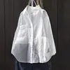Camisa de Manga Larga a Rayas Versátil de Corte Holgado para Mujer, Moda Europea y Americana Transfronteriza Amazon, Camisa Blanca de Moda y Juvenil