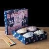 Regalo de actividad Juego de tazones al por mayor para el hogar tazón de porcelana azul y blanca tazón de cerámica Tazón palillos vajilla juego de caja de regalo logo