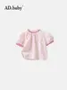 Ropa infantil coreana verano 2025 nueva estilo occidental ropa infantil para mujer verano camisa de verano de encaje coreano de manga corta