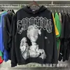 Marca de moda Emoción Mixta Bordado de Letras Nuevo Pedrería Casual Pantalones Largos Cárdigan Holgado Sudadera con Capucha Hombre
