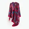 Lenço de Seda com Padrão Paisley Clássico Europeu e Americano para Mulheres, Lenço de Cabeça Versátil da Moda em Seda Sintética, Lenço Quadrado de 90cm, Atacado Transfronteiriço