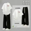 Nuevo traje de verano para hombre, versátil y elegante, conjunto de dos piezas de camiseta casual de manga corta simple y pantalones de pierna recta