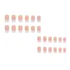 Modelo de Comercio Exterior Más Vendido: Puntas de Uñas de 24 Piezas en Color Nude con Bordes Blancos, Estilo Francés Simple, Forma Cuadrada Mediana Fresca y Minimalista, Uñas Portátiles al por Mayor