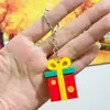 Chaveiro Série Papai Noel de Borracha Macia 3D Desenho Animado Pingente de Sacola de Presente Criativa de Feriado Caixa Surpresa