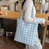 Bolso de Hombro a Cuadros Estilo Coreano 2026 Nuevo Fresco Bordado de Lazo Bolso de Compras para Mujer Bolso de Lona para Mujer