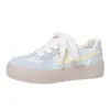 Zapatillas de Entrenamiento Alemanas de Cuero Bloqueadas por Color, Nuevas Zapatillas de Mujer con Suela Gruesa de Moda Primavera, Zapatos Casuales Estilo Coreano Azul Sal Marina