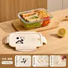 Lonchera de Vidrio Xilekou, Segura para Microondas, para Oficinistas, Lonchera de Frutas tipo Bento, Lonchera Compartimentada, Grado Alimenticio