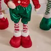 Novos enfeites de Natal para pendurar: enfeites de elfo com lantejoulas vermelhas e verdes, pose em pé, bonecos de Natal extensíveis, presentes de Natal