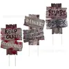Letrero de Madera de Halloween de Amazon con Lema para Césped Exterior, Señal de Espantapájaros Zombie, Decoración para Fiesta en el Jardín