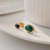 Titanium aço moda verde ágata colar feminina especial-em forma irregular ágata dupla pingente colar na moda nicho cadeia de clavícula