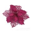 Decoración navideña de 16 cm con purpurina hueca, simulación de flores navideñas en polvo con purpurina, adornos florales navideños, accesorios de tiro