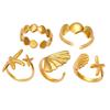Joyería de Elementos Marinos Europeos y Americanos Estilo Fresco Festivo Anillo Abierto de Concha y Estrella de Mar Anillo para Mujer Verano Nuevo Venta al por Mayor