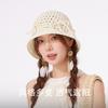 25 años de primavera y verano versión coreana de sombrero de pescador de lazo dulce tejido calado sombrero de cubo tejido temperamento japonés sombrero para el sol
