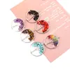 Colgante de Árbol de la Vida de Cristal de Ágata de Color Mixto Árbol Arcoíris Árbol de la Fortuna Piedra Triturada Envuelto en Alambre Accesorios N744 Forma de Corazón