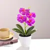 Planta Artificial de Orquídea Borboleta com Cinco Flores em Vaso, Flor Artificial Criativa para Decoração de Casa e Estúdio, Planta Artificial Verde em Vaso