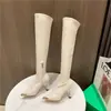 Botas largas para mujer, nueva colección otoño 2026: tacones altos metálicos de punta fina, tacones de aguja delgados, botas elásticas hasta la rodilla, botas altas versátiles y estilizadas