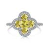 Anel Corpo Prata Esterlina 925 Anel Diamante Amarelo Imitação Feminino Nobre Super Brilhante Corte Flor de Gelo Broca de Alto Carbono Zircônia 8A Ins Avançado