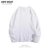 Otoño estilo Hong Kong ins simple cuello redondo manga larga camiseta hombres y mujeres moderna holgada color sólido suéter bf camisa base top ropa