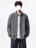 Cardigan Suéter de Tricô Gola Alta Retrô Americano Masculino High-End Casual Versátil Tendência Moda Simples Cor Sólida Roupa Exterior