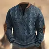 Inverno novo moda masculina casual com impressão digital 3D gola alta com zíper manga longa 2024 quente transfronteiriça