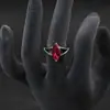 Anéis de Diamante Colorido com Corte Marquise Transmitidos ao Vivo no TikTok Transfronteiriços, Anéis de Diamante Coloridos Amarelo Elegante, Azul Marinho, Azul Profundo, Roxo Ajustáveis
