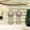 Joyería Daisy 12 Colores Piezas Metálicas Pequeñas en Forma de Abanico Pendientes Vintage Estilo Étnico Pendientes Largos Multicapa Joyería de Yunnan