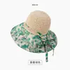 Chapéu de Palha Elegante Estilo Coreano Feminino Respirável para Praia com Aba Larga Primavera e Verão Exquisite Flor Protetor Solar Anti-Risco com Aba Larga Chapéu Feito à Mão