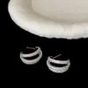 Brincos em Forma de C com Múltiplas Camadas Entrelaçadas e Full Diamond Inspirados em Design para Mulheres, Luxo Leve, Estilosos, Modernos, Versáteis para o Dia a Dia