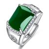 Anel de sela de imitação de calcedônia verde Yang esmeralda banhado a ouro pesado 18K com incrustação de diamante pesado Anel de sela Suporte de anel