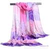 Lenço de Seda Estampado Chiffon Proteção Solar Primavera Verão Estilo K Lenço Longo Gradiente Cachecol Quente Outono Inverno Feminino Venda por Atacado