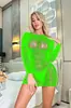 Lencería Sexy Comercio Exterior Europeo y Americano Transfronterizo Falda que Cubre la Cadera Corte Cut Out Transparente Manga Larga Sexy Ropa de Malla K048