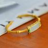 Vietnam oro Jade hoja de bambú pulsera de bambú femenina latón chapado en oro imitación Hetian marea nacional pulsera abierta de hoja de bambú antigua