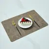 Manteles Individuales de Cuero con Patrón de Tela Estilo Nórdico para Mesa de Comedor, Manteles Aislantes para el Hogar de Doble Cara, Manteles Individuales Cuadrados Estilo Occidental para Hotel, Impermeables