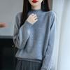 2025 Nuevo Otoño e Invierno Terciopelo de Mapache Cuello Alto Medio Tejido de Punto Manga Larga para Mujer Lentejuelas Holgado Jersey Camiseta Base Superior