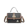Bolso de Mano de Alta Gama Transfronterizo para Mujer 2025 Nuevo Moda Retro Europea y Americana Estilo Extranjero Color de Contraste Hombro Único Cruzado Bolso Cuadrado Pequeño