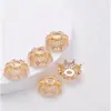 Relleno de Oro Alta Retención de Color Flor de Estrella de Seis Puntas Calada Portaflores Cristal Hecho a Mano DIY Pulsera de Perlas Accesorios de Joyería con Cuentas