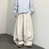 Calças largas versáteis em estilo retro japonês para homens e mulheres, caimento solto, emagrecedoras, simples, para todas as estações, calças casuais de cor sólida