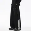 Pantalones de chándal a rayas personalizados/estilo americano, nueva colección de otoño, corte holgado, caída suave, bordado color-blocking, versátiles para deportes y uso casual