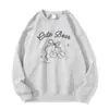 Moletom Espessado com Forro de Lã de Gola Redonda Novo Estilo Outono e Inverno para Mulheres, Design de Desenho Animado de Nicho, Roupa Externa Casual, Jaqueta Top Solta