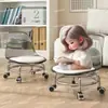 Silla de metal con rueda giratoria de acrílico para niños pequeños aprendiendo a caminar, silla pequeña para limpiar pisos, taburete doméstico para sala de estar con ruedas