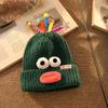 Lindo feo lindo divertido gorro de lana tejido para mujer otoño e invierno que hace que la cara se vea pequeña, caricatura, cálido, protector de orejas, nuevo para pareja