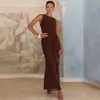 Roupas Femininas de Alto Padrão Transfronteiriças Outono Novidades Roupa Estilo Maduro Temperamento Garota Spicy Vestido Formal Sem Mangas Cintura Alta Fluido Vestido com Fita