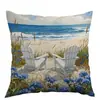 Verano Playa Mar Azul Flores Silla de Playa Tienda de Conveniencia Transfronterizo Amazon Funda de Almohada Oficina Dormitorio Almohada